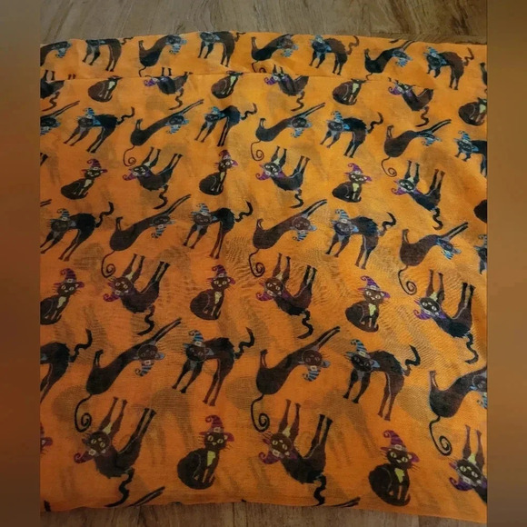 D&Y Women's Infinity Scarf Black Cat Halloween Orange - Picture 1 of 3